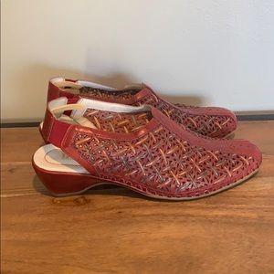 PIKOLINOS Woven Slingback Shoes Red Multi Colored